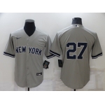 Men's New York Yankees #27 Giancarlo Stanton No Name Grey Stitched Nike Cool Base Throwback Jersey