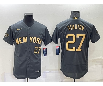 Men's New York Yankees #27 Giancarlo Stanton Number Grey 2022 All Star Stitched Flex Base Nike Jersey