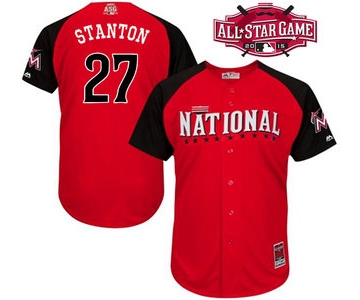 National League Miami Marlins #27 Giancarlo Stanton 2015 MLB All-Star Red Jersey