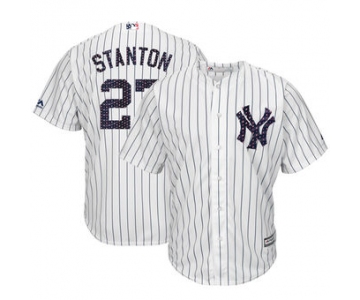 New York Yankees 27 Giancarlo Stanton Majestic White 2018 Stars & Stripes Cool Base Player Jersey