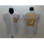 Yankees 27 Giancarlo Stanton White Gold Cool Base Jersey