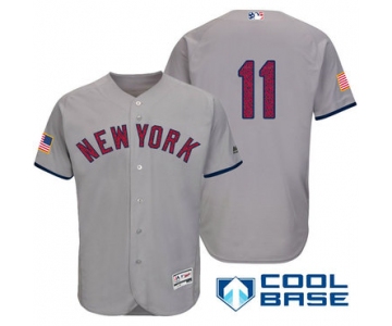 Men's New York Yankees #11 Brett Gardner Gray Stars & Stripes Fashion Independence Day Stitched MLB Majestic Cool Base Jersey