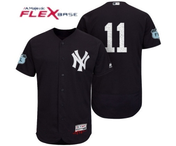 Men's New York Yankees #11 Brett Gardner Navy Blue 2017 Spring Training Stitched MLB Majestic Flex Base Jersey