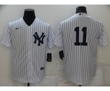 Men's New York Yankees #11 Brett Gardner White No Name Stitched MLB Nike Cool Base Jersey