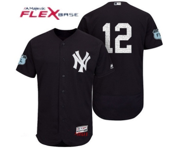 Men's New York Yankees #12 Chase Headley Navy Blue 2017 Spring Training Stitched MLB Majestic Flex Base Jersey