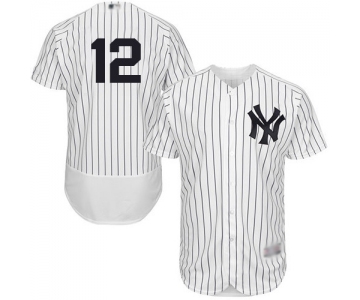 Men's New York Yankees #12 Troy Tulowitzki White Strip Flexbase Authentic Collection Stitched Baseball Jersey