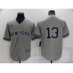 Men's New York Yankees #13 Alex Rodriguez Gray Cool Base Stitched Baseball Jersey