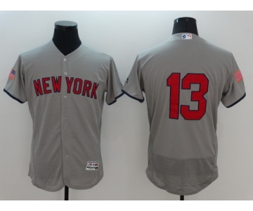 Men's New York Yankees #13 Alex Rodriguez Gray Fashion Stars & Stripes 2016 Flexbase MLB Independence Day Jersey