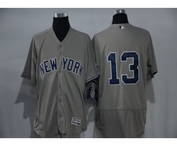 Men's New York Yankees #13 Alex Rodriguez Gray Road 2016 Flexbase Majestic Baseball Jersey