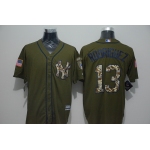 Men's New York Yankees #13 Alex Rodriguez Green Salute to Service Majestic Baseball Jersey