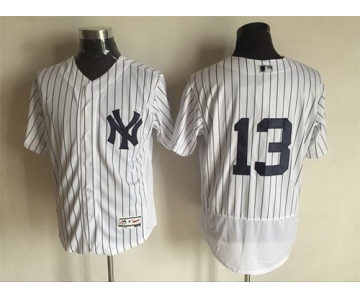 Men's New York Yankees #13 Alex Rodriguez White Home 2016 Flexbase Majestic Baseball Jersey