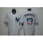 Men's New York Yankees #13 Alex Rodriguez White USA Flag Fashion MLB Baseball Jersey