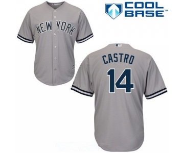 Men's New York Yankees #14 Starlin Castro Gray Road Stitched MLB Majestic Cool Base Jersey