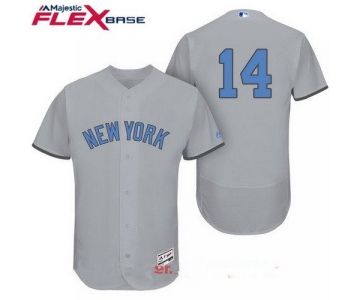 Men's New York Yankees #14 Starlin Castro Gray With Baby Blue Father's Day Stitched MLB Majestic Flex Base Jersey