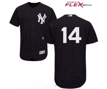 Men's New York Yankees #14 Starlin Castro Navy Blue Alternate Stitched MLB Majestic Flex Base Jersey