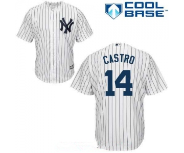 Men's New York Yankees #14 Starlin Castro White Home Stitched MLB Majestic Cool Base Jersey