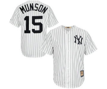 Men's New York Yankees 15 Thurman Munson Majestic White Home Cool Base Cooperstown Collection Player Jersey