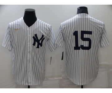 Men's New York Yankees #15 Thurman Munson No Name White Throwback Stitched MLB Cool Base Nike Jersey