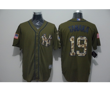 Men's New York Yankees #19 Masahiro Tanaka Green Salute to Service Majestic Baseball Jersey