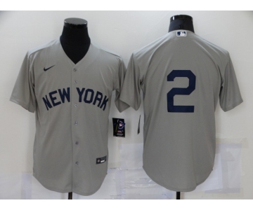 Men's New York Yankees #2 Derek Jeter 2021 Grey Field of Dreams Cool Base Stitched Baseball Jersey