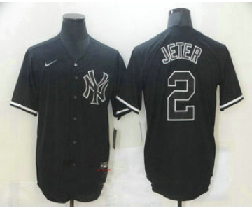 Men's New York Yankees #2 Derek Jeter Black Fashion Stitched MLB Nike Cool Base Jersey