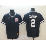 Men's New York Yankees 2 Derek Jeter Black Throwback Jersey