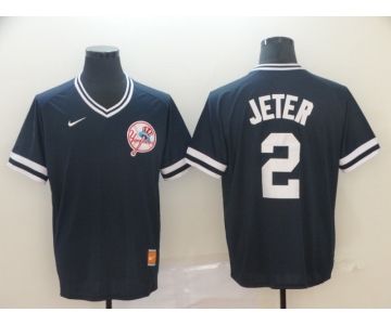 Men's New York Yankees 2 Derek Jeter Black Throwback Jersey