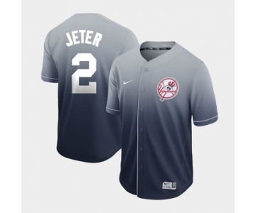 Men's New York Yankees 2 Derek Jeter Gray Drift Fashion Jersey