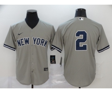 Men's New York Yankees #2 Derek Jeter Gray No Name Stitched MLB Cool Base Nike Jersey