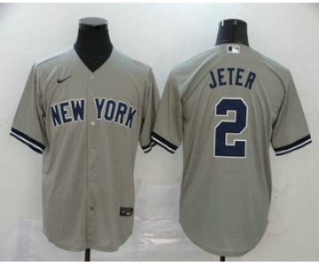Men's New York Yankees #2 Derek Jeter Gray Stitched MLB Cool Base Nike Jersey