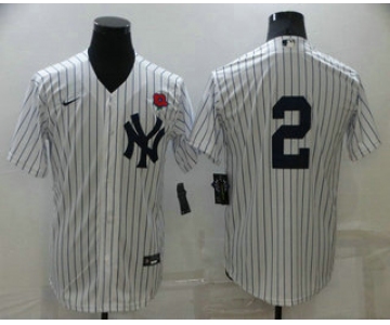 Men's New York Yankees #2 Derek Jeter NEW White No Name Stitched MLB Nike Cool Base Throwback Jersey