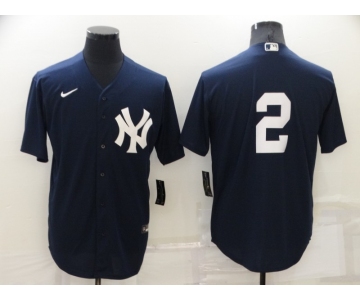 Men's New York Yankees #2 Derek Jeter No Name Black Stitched Nike Cool Base Throwback Jersey