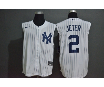 Men's New York Yankees #2 Derek Jeter White 2020 Cool and Refreshing Sleeveless Fan Stitched MLB Nike Jersey