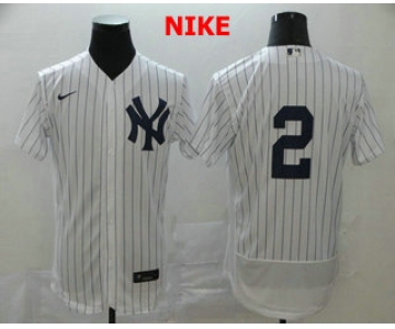 Men's New York Yankees #2 Derek Jeter White Home No Name Stitched MLB Flex Base Nike Jersey