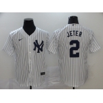 Men's New York Yankees #2 Derek Jeter White Home Stitched MLB Cool Base Nike Jersey