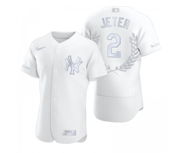 Men's New York Yankees #2 Derek Jeter White Nike Flexbase Fashion Jersey