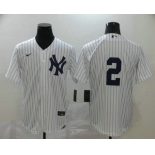 Men's New York Yankees #2 Derek Jeter White No Name Stitched MLB Cool Base Nike Jersey