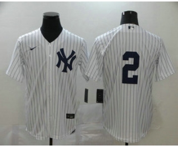 Men's New York Yankees #2 Derek Jeter White No Name Stitched MLB Cool Base Nike Jersey