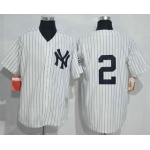 Men's New York Yankees #2 Derek Jeter White Retired Patch Stitched MLB Cooperstown Collection Jersey by Mitchell & Ness