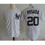 Men's New York Yankees #20 Jorge Posada Retired White Home Stitched MLB Majestic Cool Base Jersey