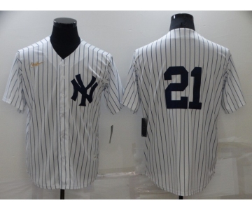 Men's New York Yankees #21 Paul ONeill No Name White Throwback Stitched MLB Cool Base Nike Jersey