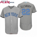 Men's New York Yankees #22 Jacoby Ellsbury Name Gray With Baby Blue Father's Day Stitched MLB Majestic Flex Base Jersey