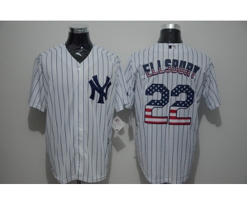 Men's New York Yankees #22 Jacoby Ellsbury White USA Flag Fashion MLB Baseball Jersey