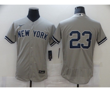 Men's New York Yankees #23 Don Mattingly Grey No Name Stitched MLB Flex Base Nike Jersey