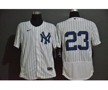 Men's New York Yankees #23 Don Mattingly White Home No Name Stitched MLB Flex Base Nike Jersey