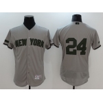 Men's New York Yankees #24 Gary Sanchez Gray With Green Memorial Day Stitched MLB Majestic Flex Base Jersey