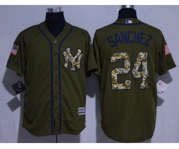 Men's New York Yankees #24 Gary Sanchez Green Salute To Service Stitched MLB Majestic Cool Base Jersey