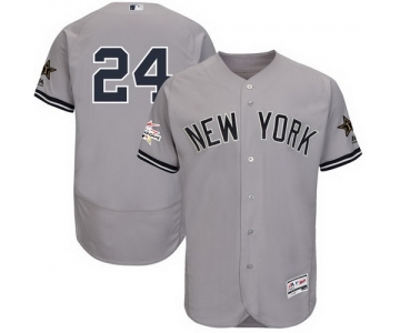 Men's New York Yankees #24 Gary Sanchez Majestic Gray 2017 MLB All-Star Game Worn Stitched MLB Flex Base Jersey