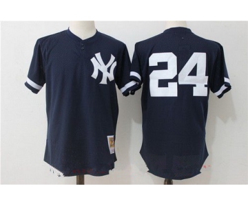 Men's New York Yankees #24 Gary Sanchez Navy Blue Throwback Mesh Batting Practice Stitched MLB Mitchell & Ness Jersey