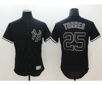 Men's New York Yankees 25 Gleyber Torres Black Fashion Flexbase Authentic Collection Baseball Jersey